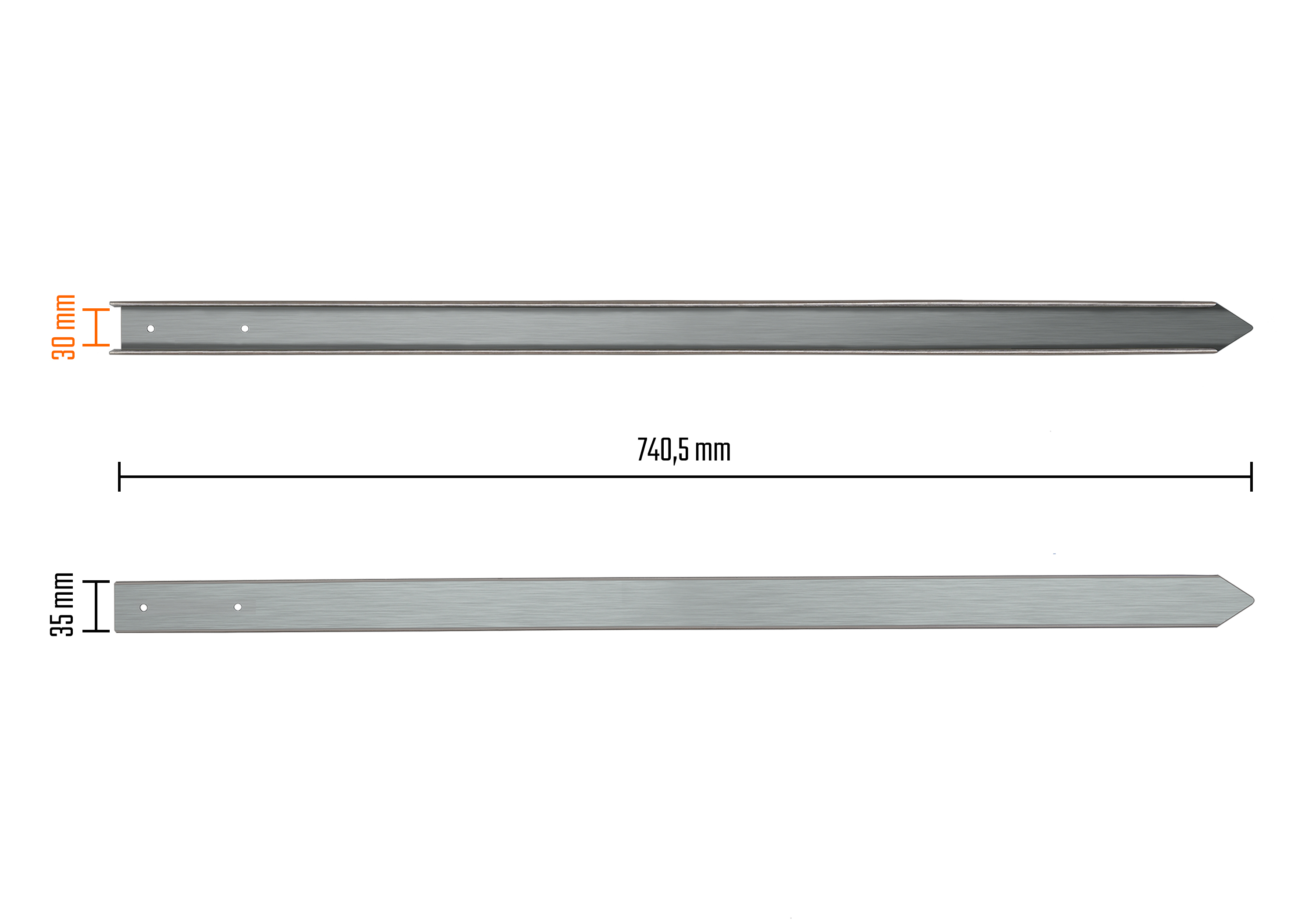 Edelstahl Einschlagpfosten 740 mm für Parkplatzschilder – mit Schrauben, rostfrei-4
