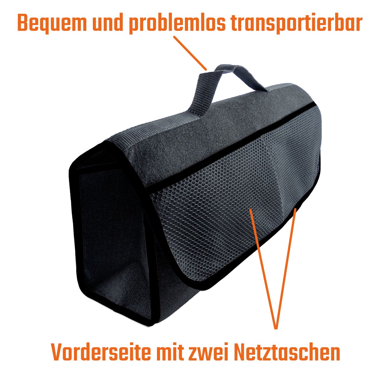 Kofferraumtasche Schwarz mit Klettbefestigung für einen sicheren Halt im  Kofferraum