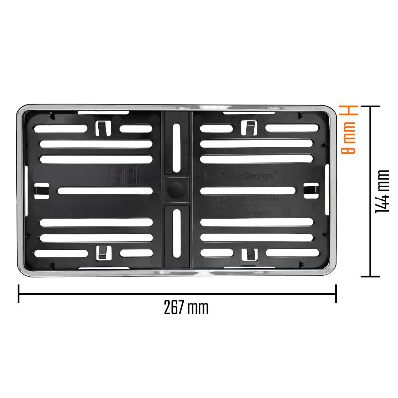 Kennzeichenhalter 255x130 mm – mit Rahmen in Chrom Optik-2