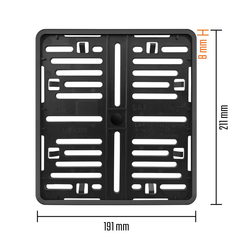 Motorrad Kennzeichenhalter 180x200 mm – mit Rahmen, wählbar in Schwarz, Carbon oder Chrom Optik-2